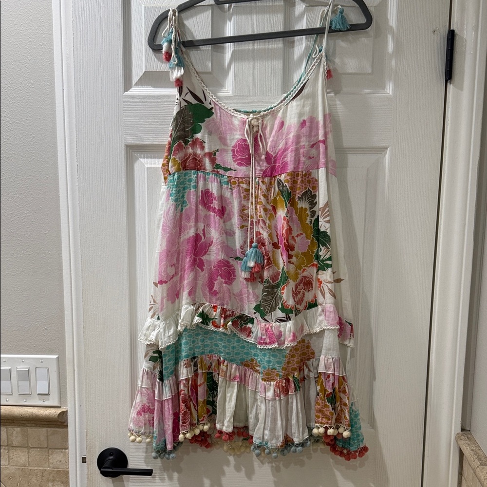 Floral Sleeveless Dress with Tassels